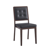 Indoor Metal Chair In Walnut Finish With Black Vinyl Seat And Back