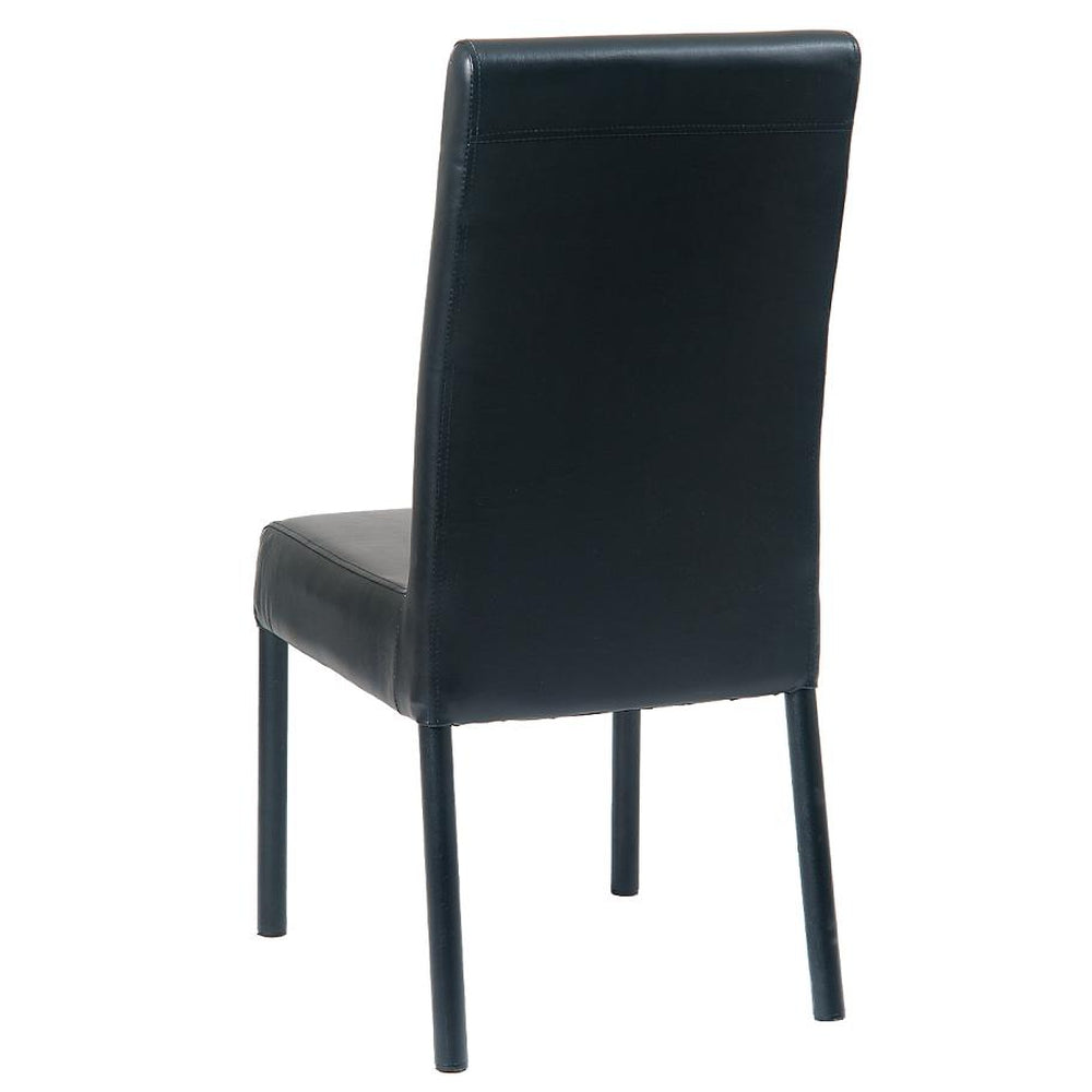 Black Vinyl Parsons Chair With Black Steel Legs