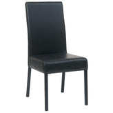 black vinyl parsons chair with black steel legs