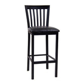 elongated vertical back metal bar stool frame