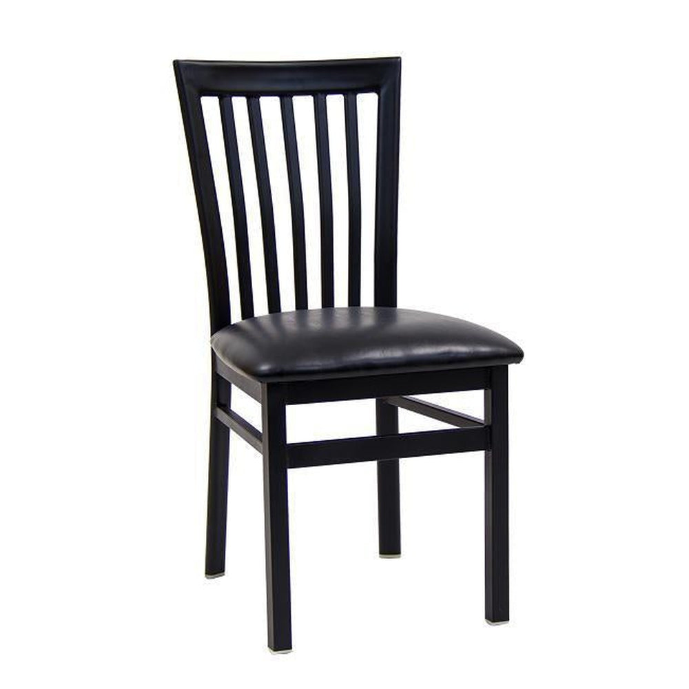 elongated vertical back metal chair frame