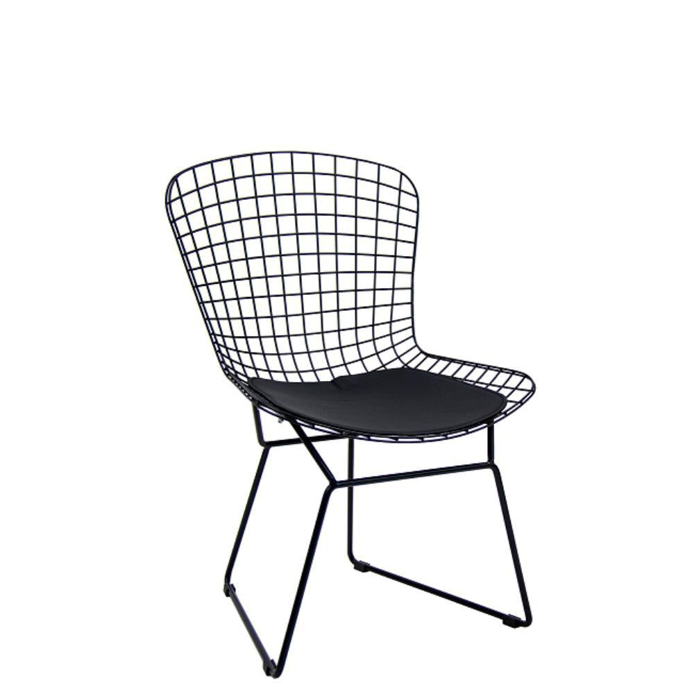 indoor black metal chair with detachable vinyl padded seat