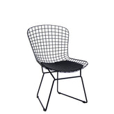 indoor black metal chair with detachable vinyl padded seat