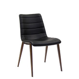 indoor metal chair with black vinyl seat and back