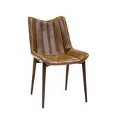 indoor wood grain metal chair with brown vinyl seat and back 2