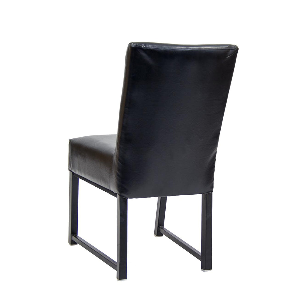 Indoor Black Metal Lounge Chair W/black Vinyl Seat And Back