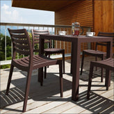 ares resin square dining set with 4 chairs brown isp1641s brw