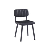 Black Metal Side Chair with Black Upholstered Fluted Back and Seat