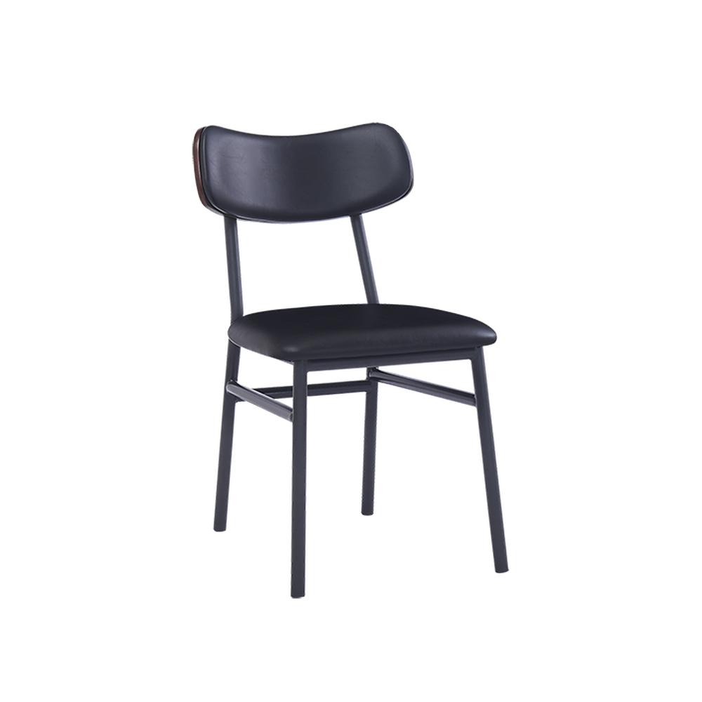 Black Metal Side Chair with Black Upholstered Modern Back and Seat