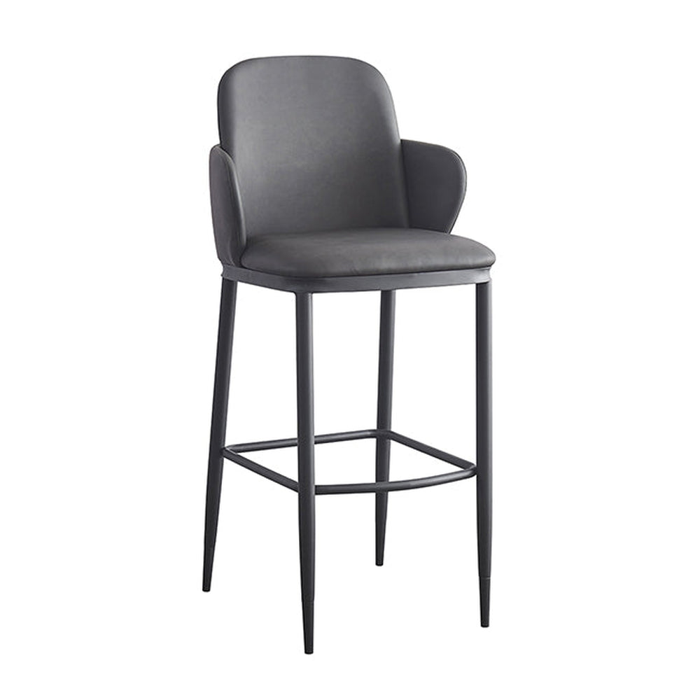Indoor Metal Barstool with Gray Vinyl Back and Seat