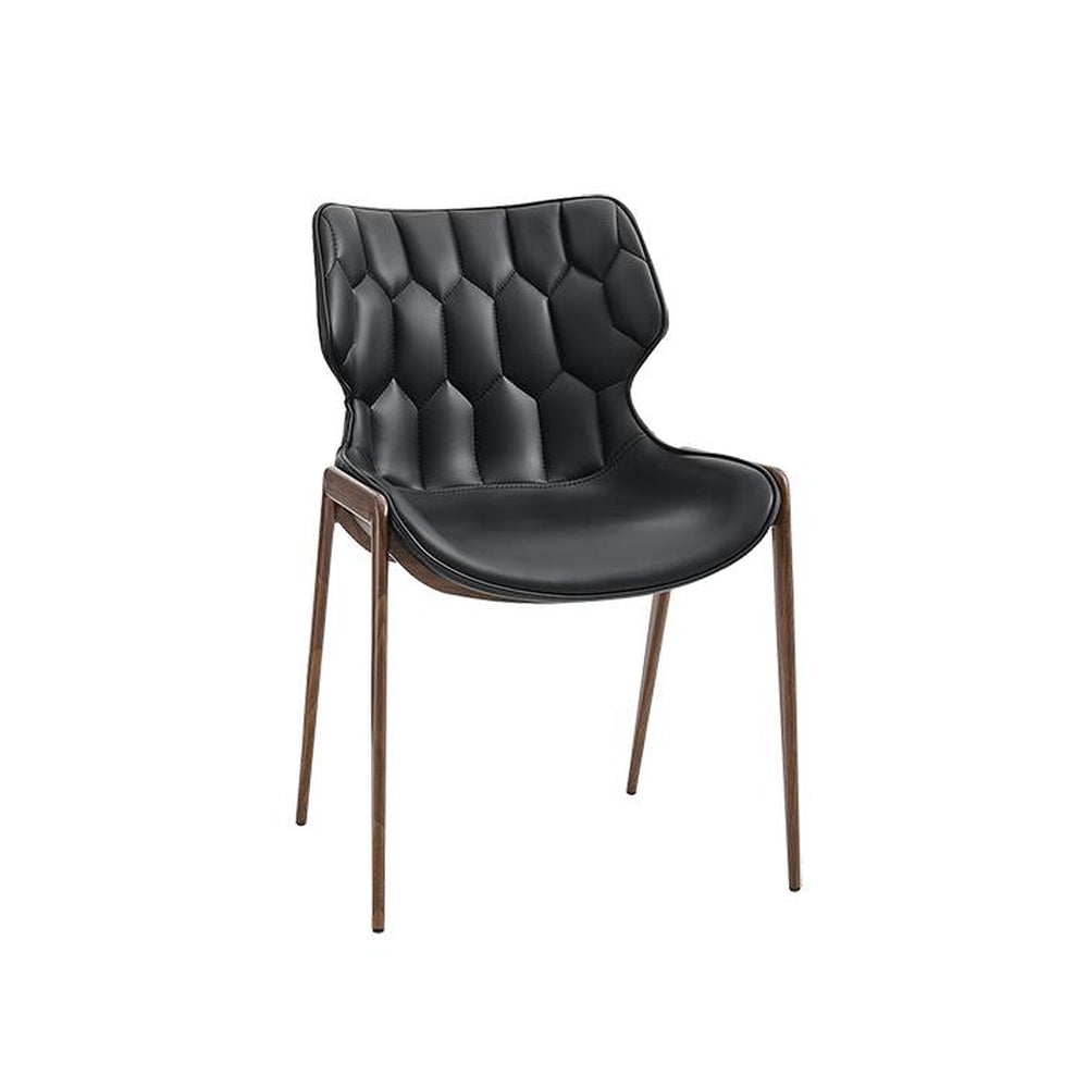 Wood Grain Metal Chair with Modern Design Black Vinyl Seat