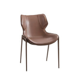 Indoor Wood Grain Metal Frame Chair with Modern Brown Vinyl Seat