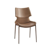 Wood Grain Metal Chair with Vinyl Seat in Tan Brown