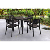 artemis resin square dining set with 4 arm chairs brown isp1642s brw