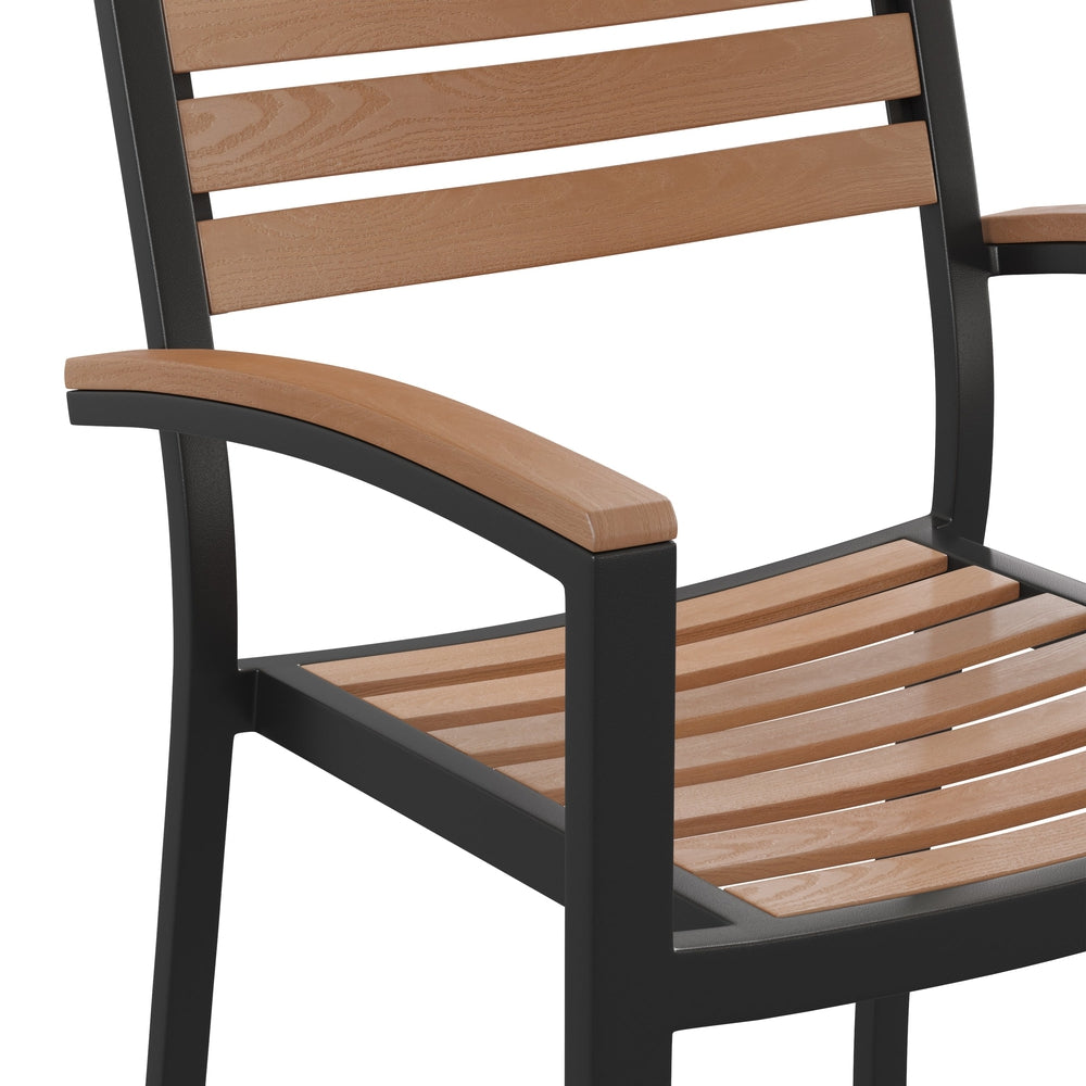 outdoor stackable faux teak side chairs set of 2