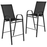 2 pack brazos series black outdoor barstool with flex comfort material and metal frame