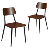 stackable industrial dining chair with gunmetal steel frame and rustic wood seat set of 2