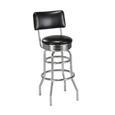 chrome retro bar stool with back