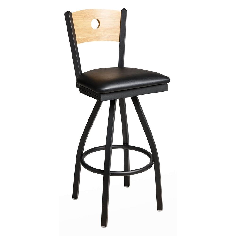darby circle wood back swivel bar stool