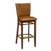 wood bar stool with upholstered seat and back
