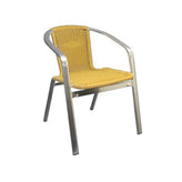 aluminum chair w armrest synthetic bamboo in natural finish