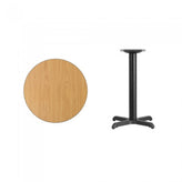 36inch round black laminate table top with 30inch x 30inch table base