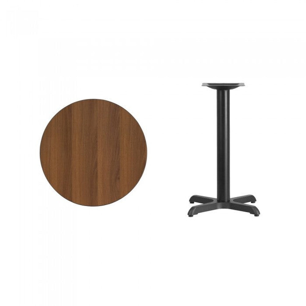 36inch round black laminate table top with 30inch x 30inch table base