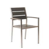 aluminum armchair with imitation teak slats grey finish
