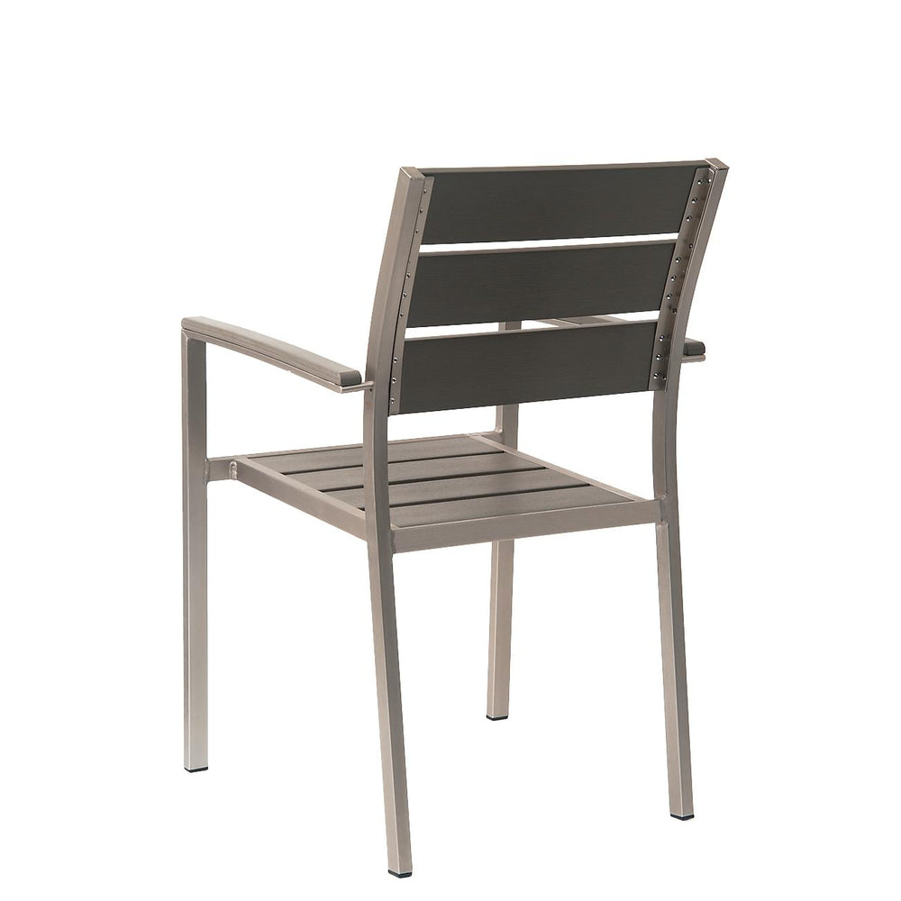Aluminum Armchair with Imitation Teak Slats Grey Finish