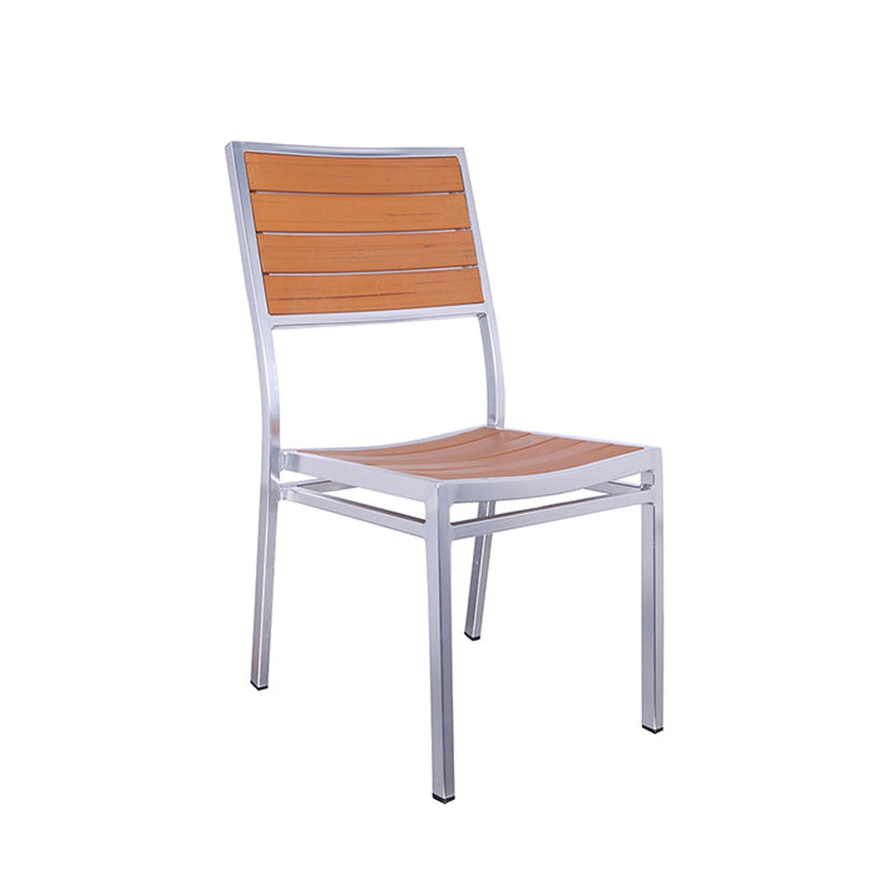 Aluminum Outdoor Side Chair with Imitation Teak Slats