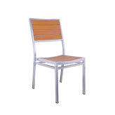Aluminum Outdoor Side Chair with Imitation Teak Slats