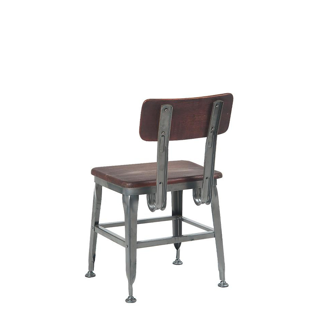 Octane Indoor Distressed Steel Chair With Elm Wood Back & Seat