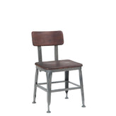 indoor steel chair with elm wood back and seat walnut and gunmetal