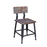 metal chair with pine wood back and seat black