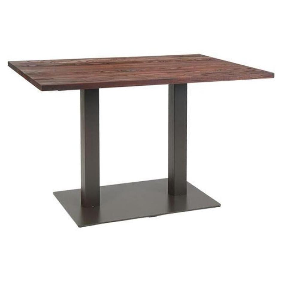 Indoor Steel Table With Walnut Color Elm Wood Top, Steel Legs In Dark ...
