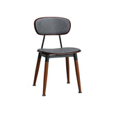 Wood Grain Steel Chair in Walnut Finish with Gray Vinyl Seat and Back