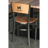 customizable wood logo side chair with metal frame