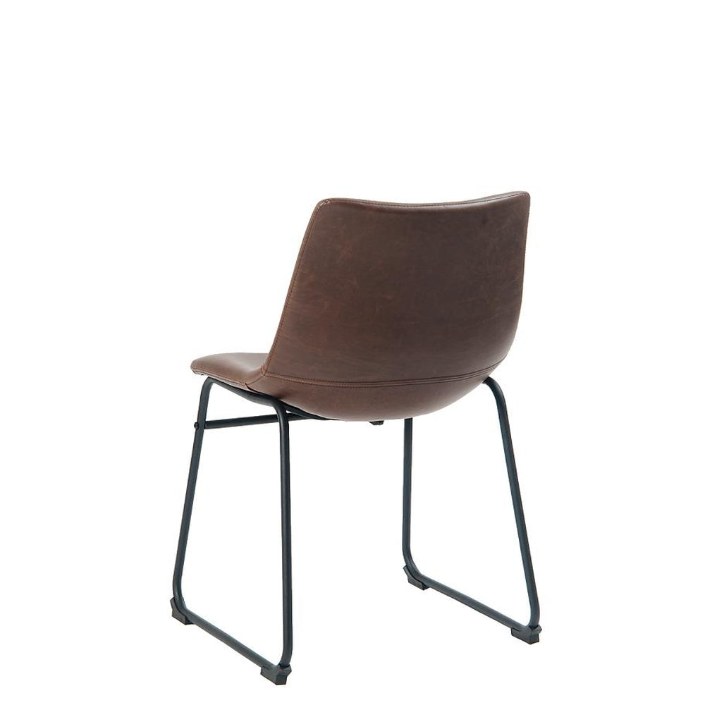 Vintage Black Steel Chair with Dark Brown Vinyl Seat