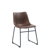 vintage black steel chair with dark brown vinyl seat