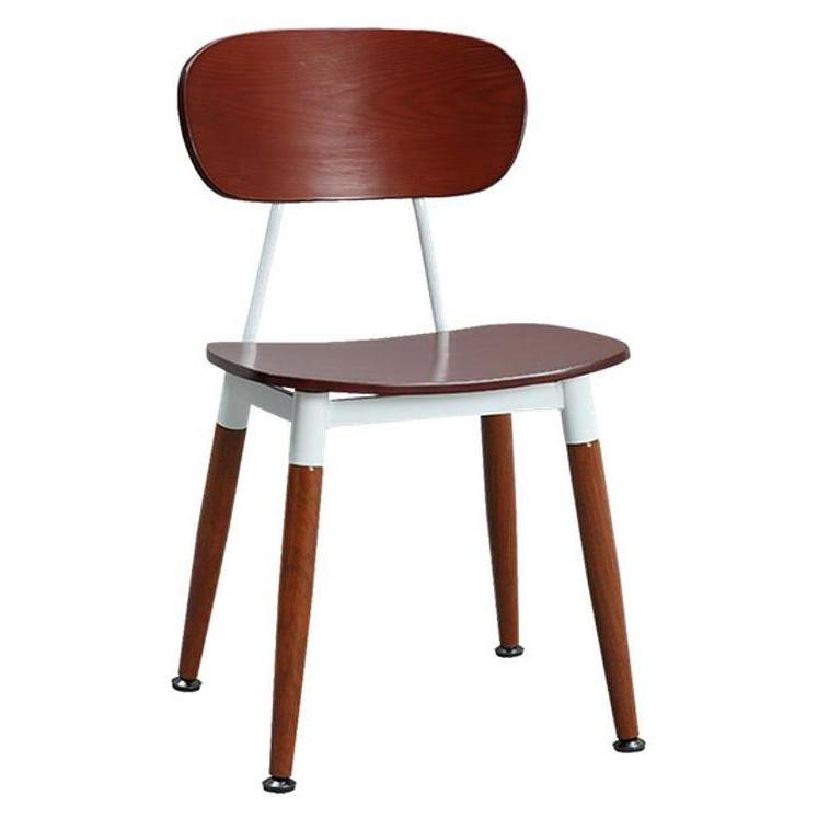 Wood Grain Steel Chair in Dark Mahogany Finish with Veneer Seat and Ba