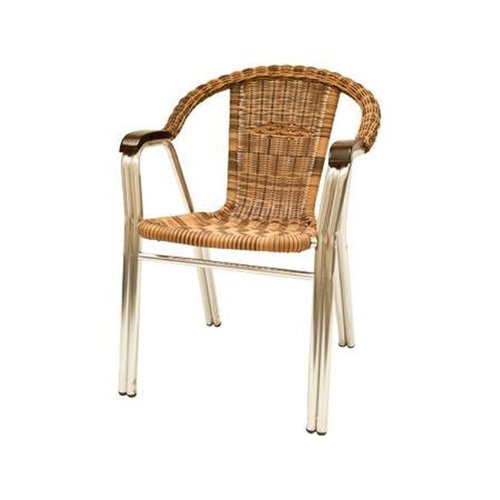 Outdoor Aluminum Arm Chair with Synthetic Wicker Seat and Back