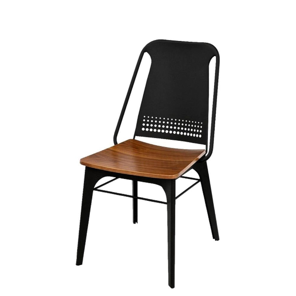 Black Metal Chair With Veneer Seat