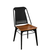 black metal chair with veneer seat
