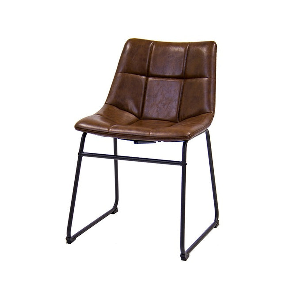 Black Steel Chair with Brown Vinyl Seat