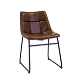 Black Steel Chair with Brown Vinyl Seat