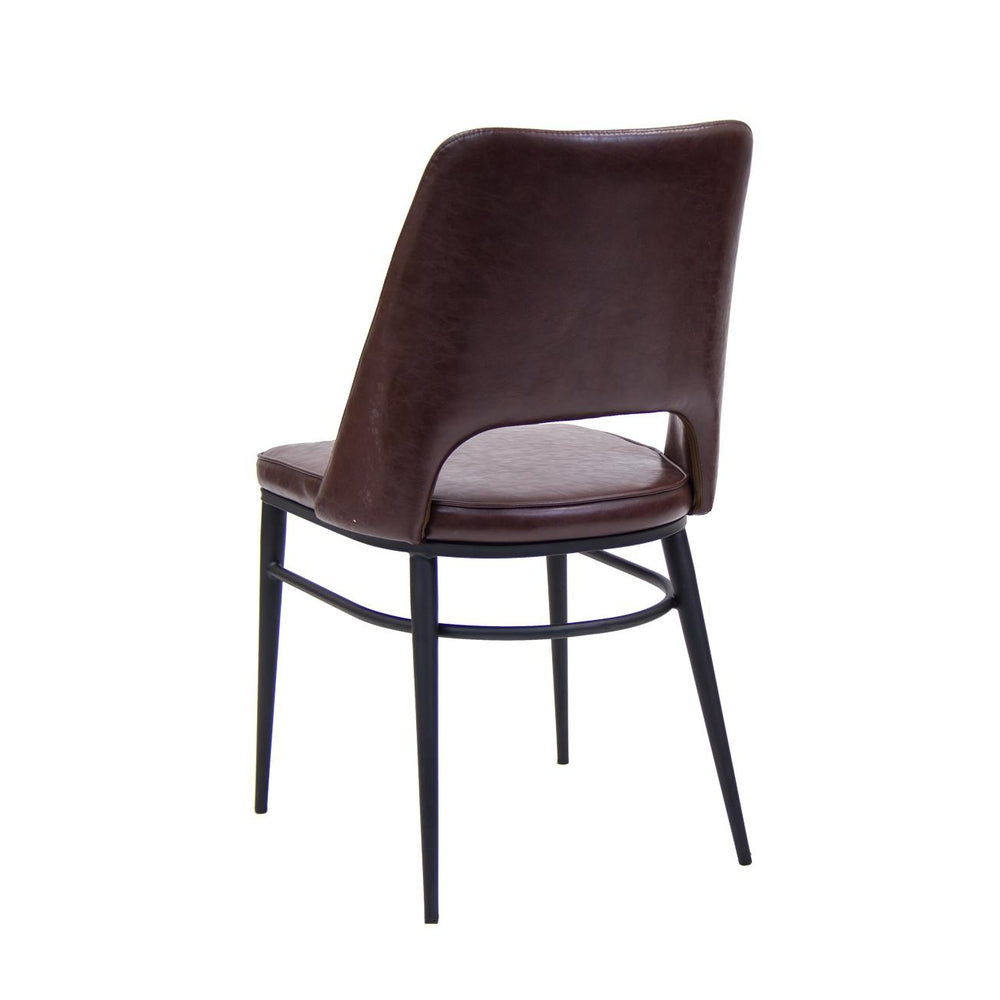 Vintage Black Steel Chair & Dark Brown Vinyl Seat