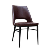 vintage black steel chair dark brown vinyl seat