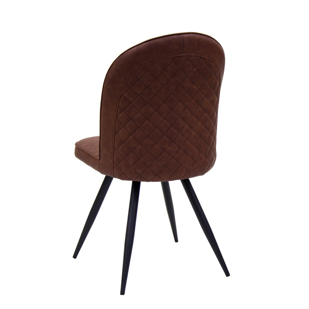 Black Steel Chair with Brown Vinyl Back and Seat