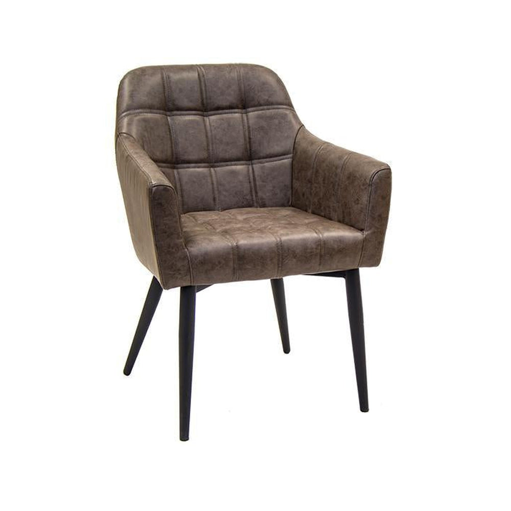 light brown pu leather armchair with black steel legs