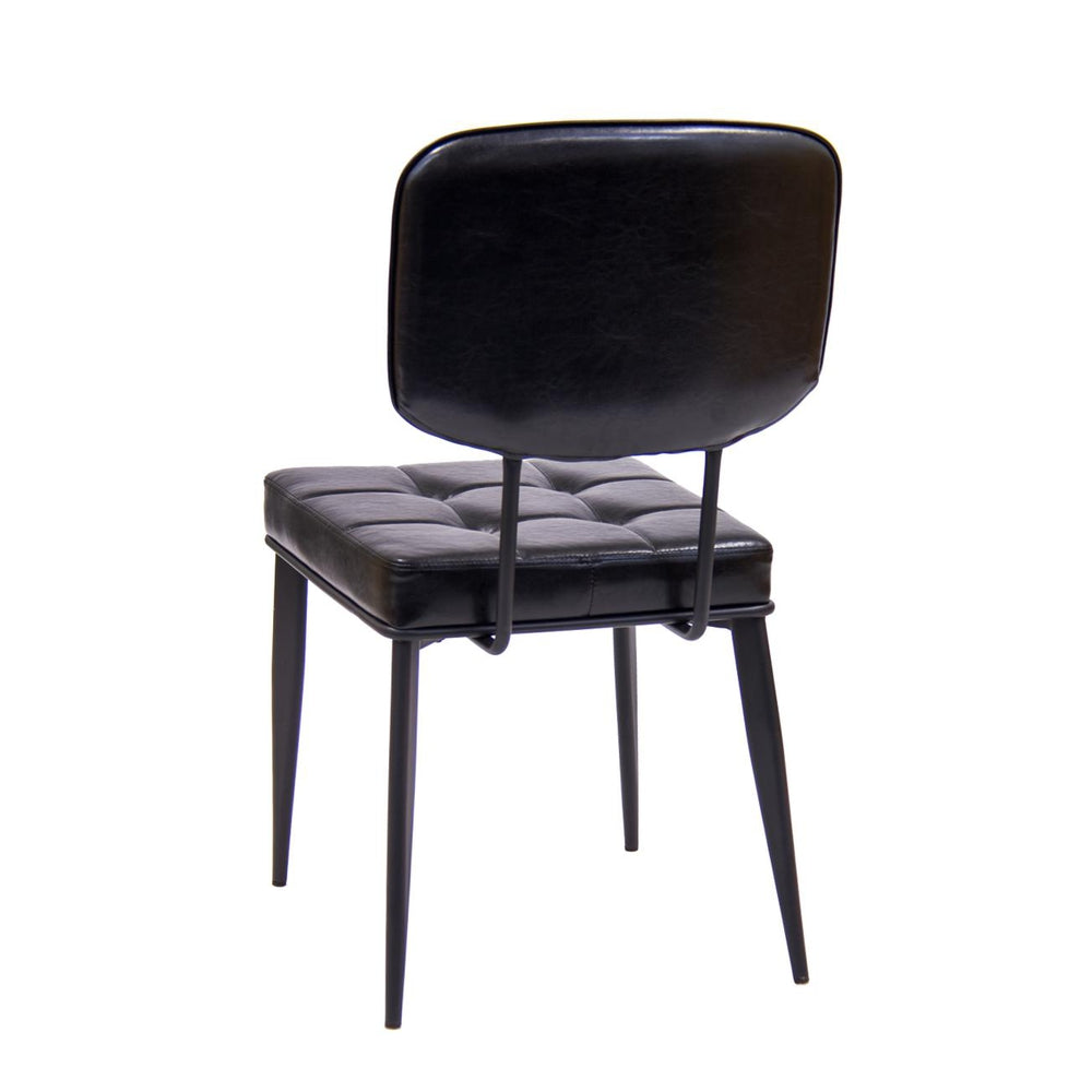 Indoor Black Metal Chair with Vinyl Seat & Back